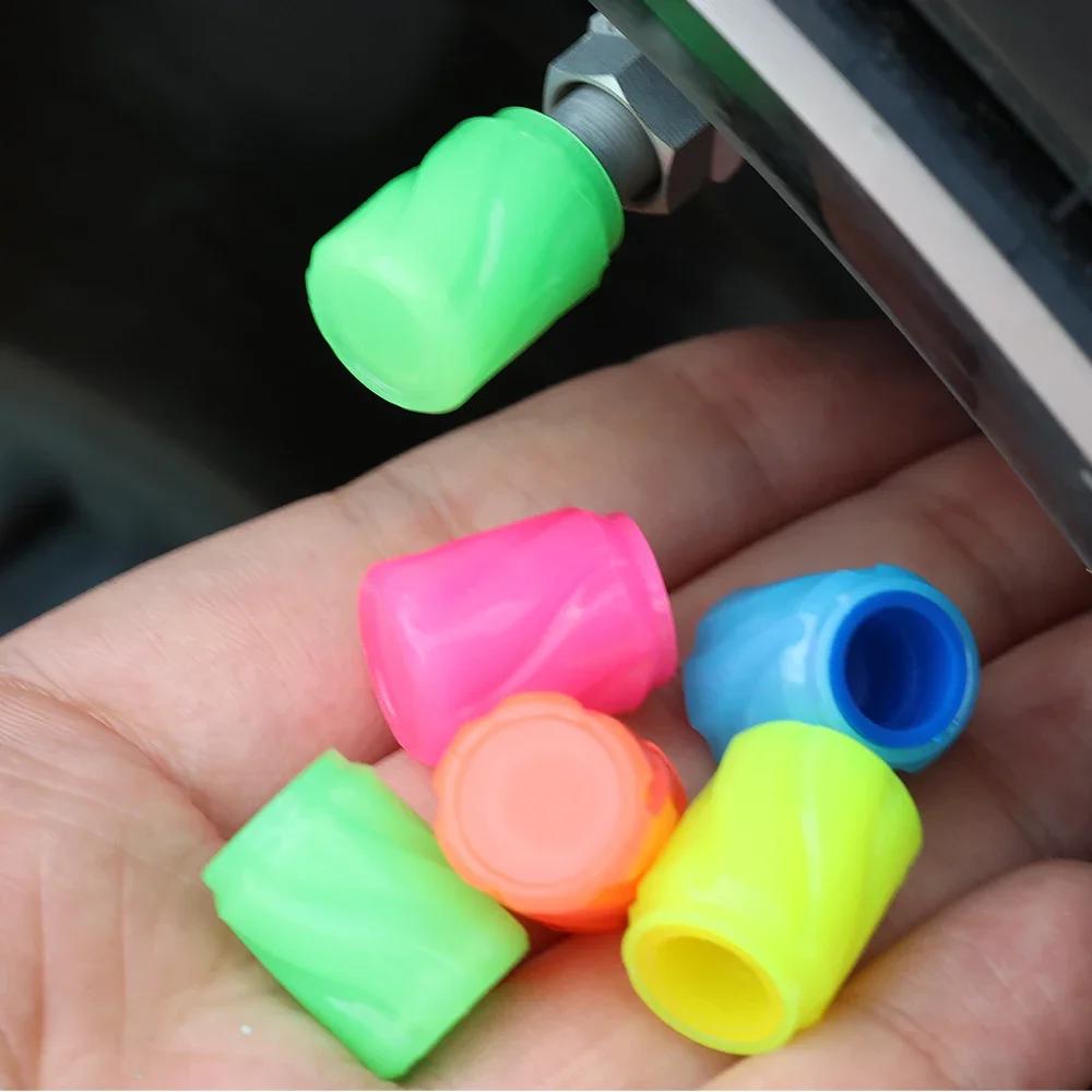 Car Tire Luminous Valve Caps Car Motorcycle Bike Wheel Valve Dustproof Protective Cover Car Tyre Night Glowing Decor Accessories