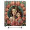Charming Mother And Child Floral Shower Curtain - Waterproof, Mildew-Resistant, Machine Washable For Elegant Bathroom Decor