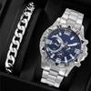 Men'S Fashion Large Dial Watch Steel Strap Quartz Watch Men'S Watch
