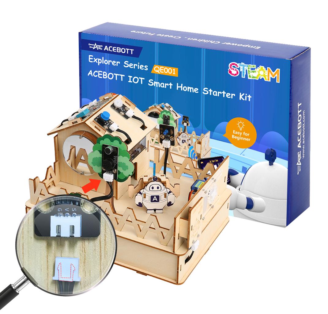 

ACEBOTT DIY Набор для умного дома на Arduino Стартовый набор робота Проекты автоматизации Деревянный дом Обучающий набор для ESP32