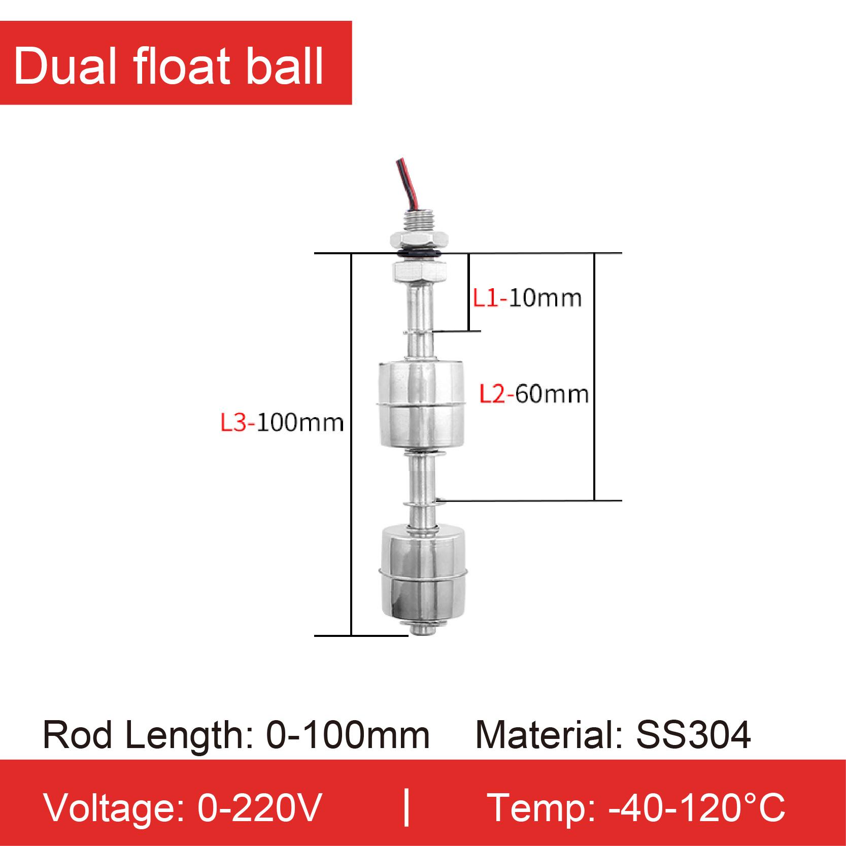 304 Stainless Steel Dual Float Switch Liquid Level Controller, Water Level Sensor for Tank, High Low Liquid Level Switch 220 V