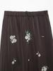 European Women's Beaded Sequin Embroidered Silk Satin Lace Trim Midi Skirt
