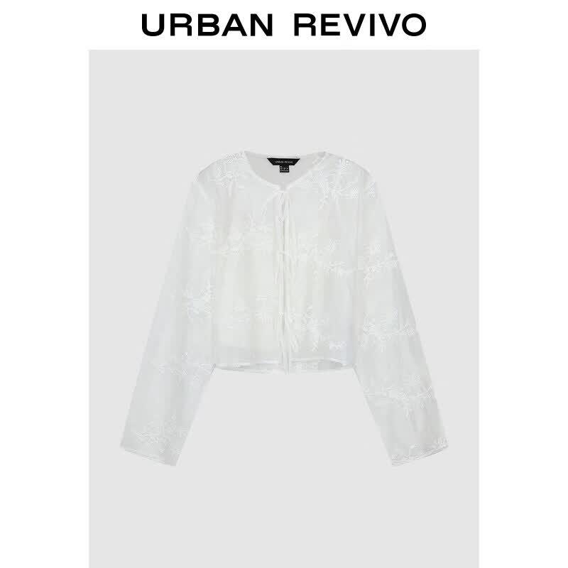 UR2026 Women s 3D Floral Embroidery Two-Piece Shirt L экрю