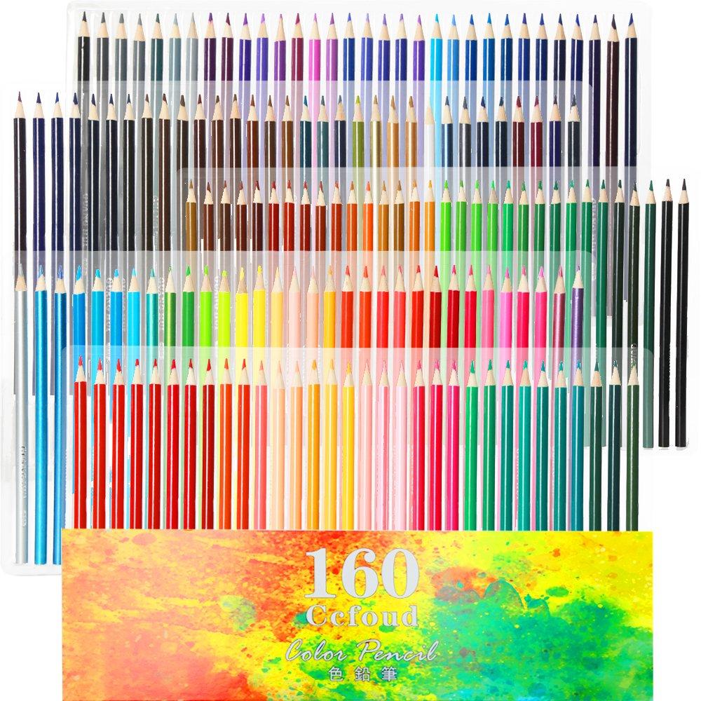 

Colored colored for and for students and easy to comes with pencil sharpener and eraser pencils, 160-color set, oil-based pencils, non-toxic,