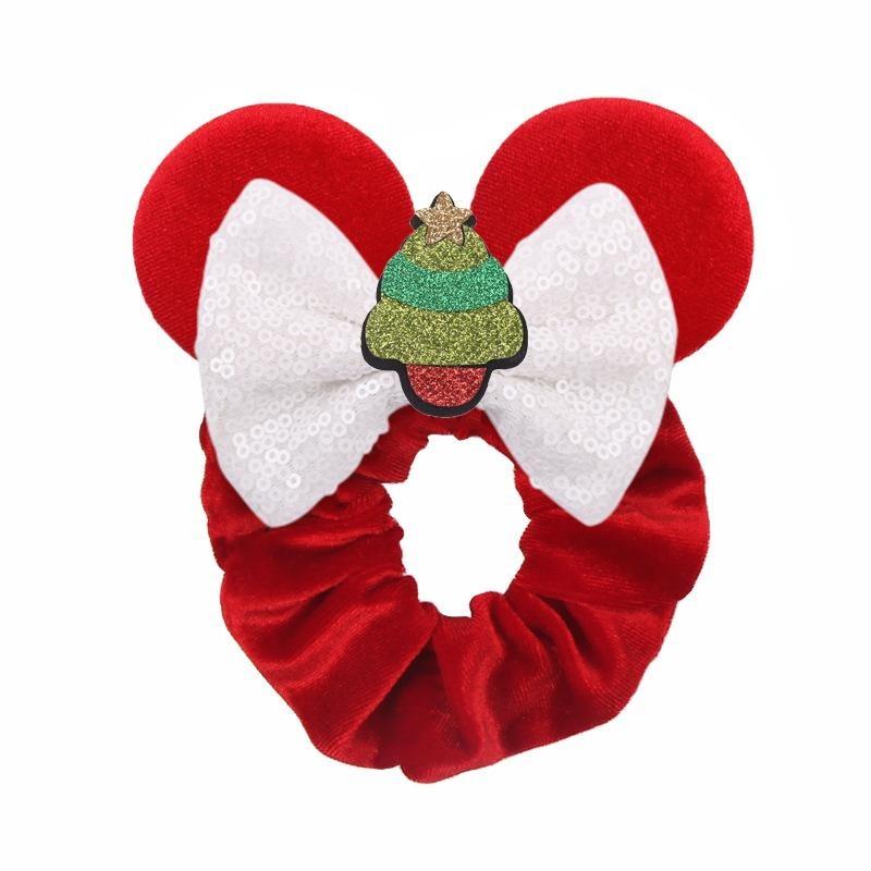 Christmas Disney Cute Ears Elastic Velvet Hairbands For Girls Sequins 4"Bows Headband Women Festival Trip DIY Hair Accessories