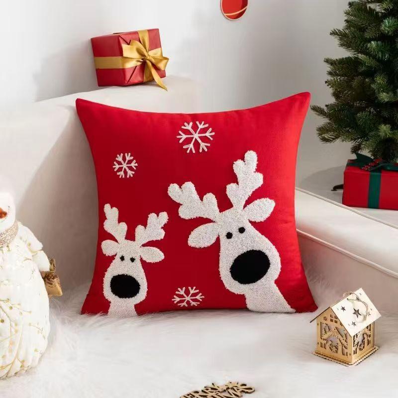 45X45Cm Christmas Snowflake Throw Pillow Cover Santa Claus Cartoon Cushion Cover Decor Home Decorative Pillowcase