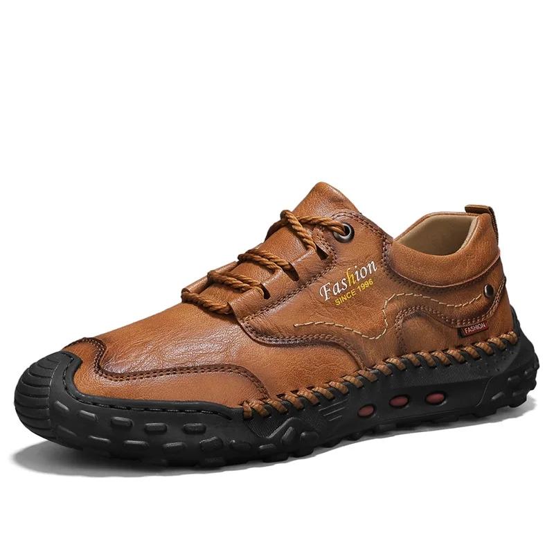 Fashion Outdoor Casual Leather Mens Shoes New Male Sneakers Adult Non-Slip Casual Desert Hiking Footwear Treking Shoes For Man Trainers