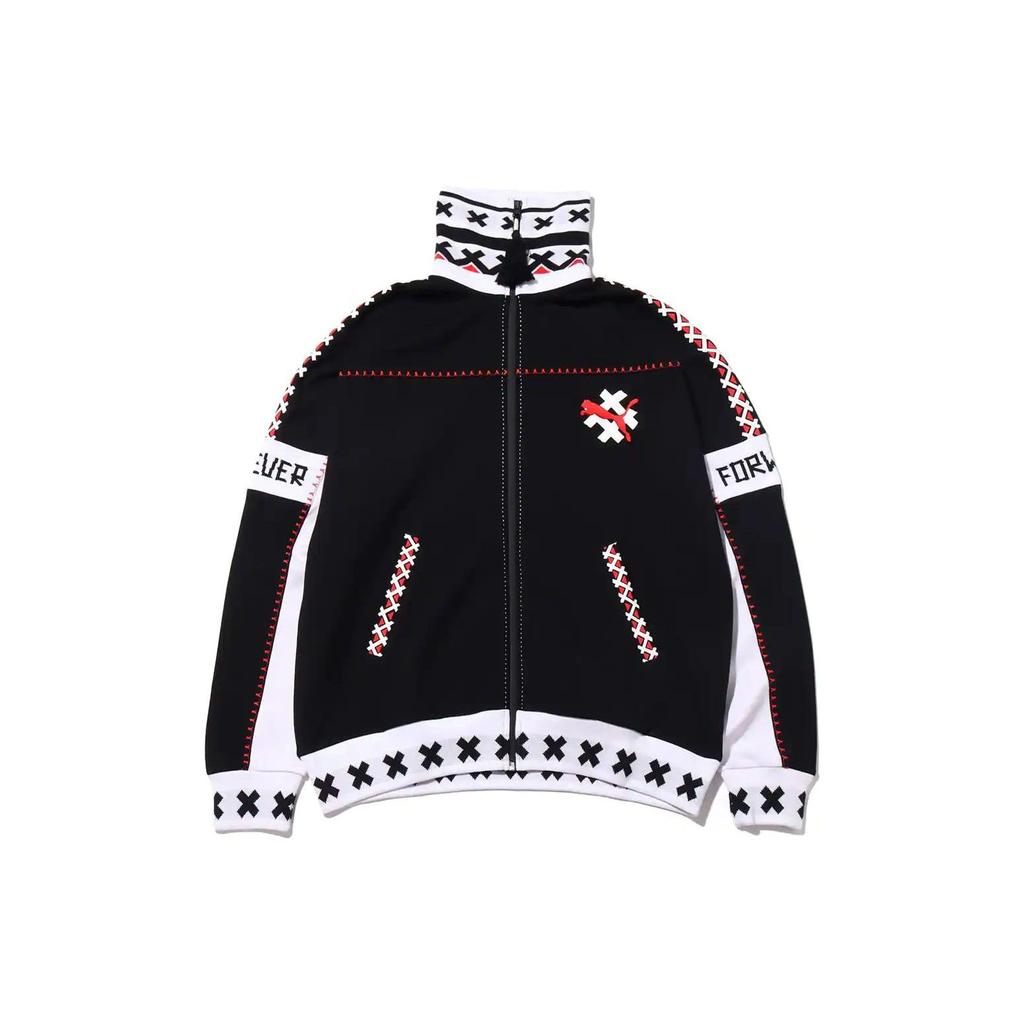 Puma X Jahnkoy Xtg Trainingsjacke Geometrisches Muster Buchstabenaufdruck Reißverschluss Lässig Retro Sport Stehkragen Jacke Herrenjacken Schwarz 596686-01