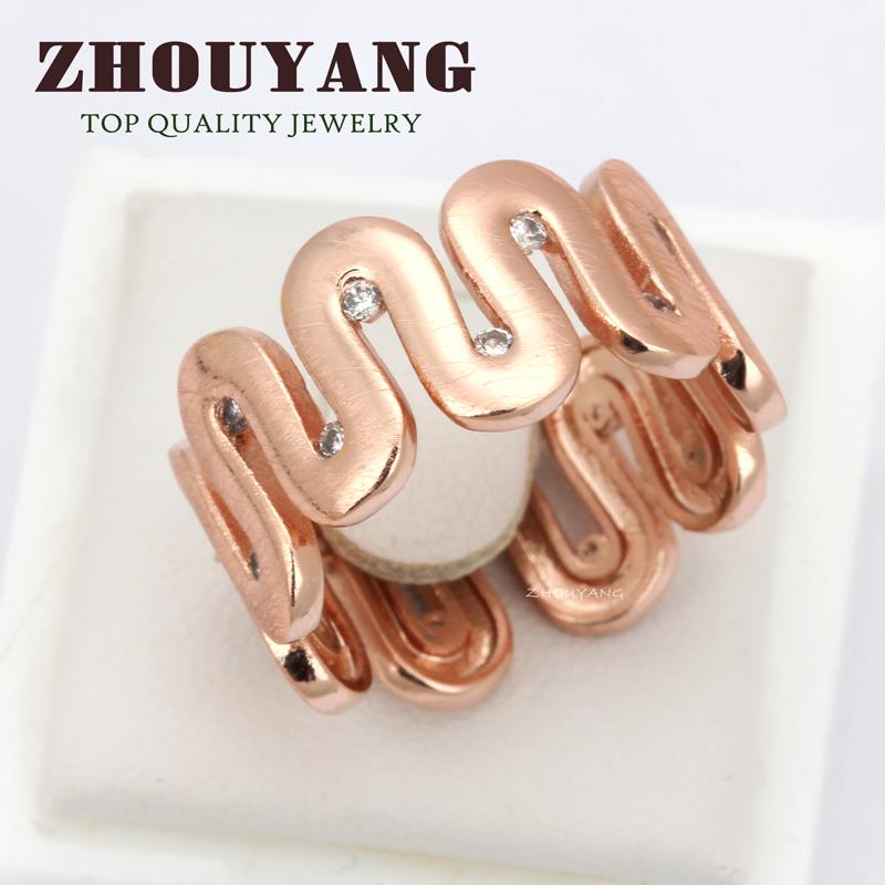 INS Flow Design Wire Drawing ring for women simple Process Rose Gold Color Ring Fashion Austrian Crystals  jewelry wholesale