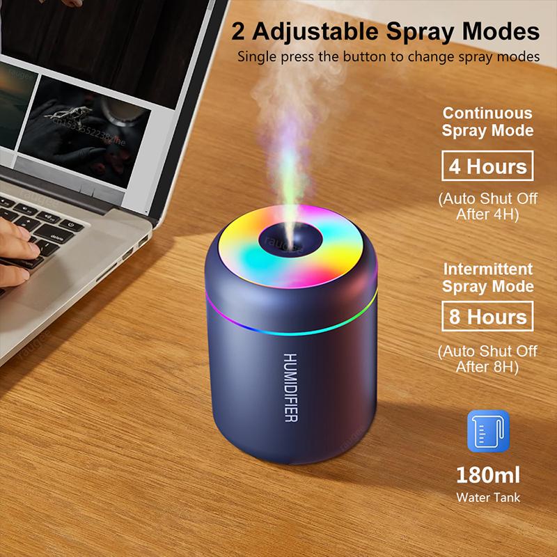 Mini Air Humidifier Aroma Essential Oil Diffuser for Home USB Car Air Humidifier Mist Maker Aromatherapy Diffuser with LED Light