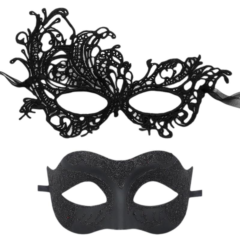 Set of 2 Comfortable Couple's Masquerades Mask Stylish Party Mask Accessory for Masquerades Balls and Costume Parties