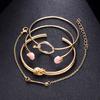 4 Pezzi/Set Donne Nodo Freccia Strass Intarsiato Ciondolo Cerchio Bracciale Rigido Gioielli