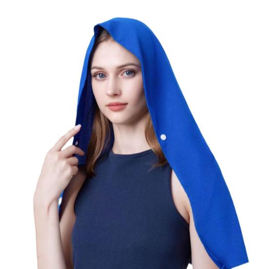Cooling Hooded Headscarf Button Closure UV Protection Towel Quick Dry Portable Design Unisex Gym Towel