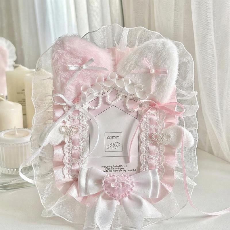 Schattige Pluche Fotokaarthouder Anime Kant Lolita Stijl Kpop Idool Fotoalbum Beschermer voor Opslag Verzameling