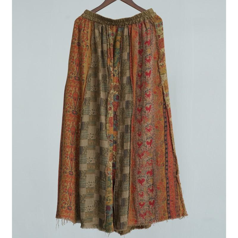 

Johnature Женские винтажные юбки с цветочным принтом, эластичная талия, свободная одежда, весна, китайский стиль, женские плиссированные юбки One Size