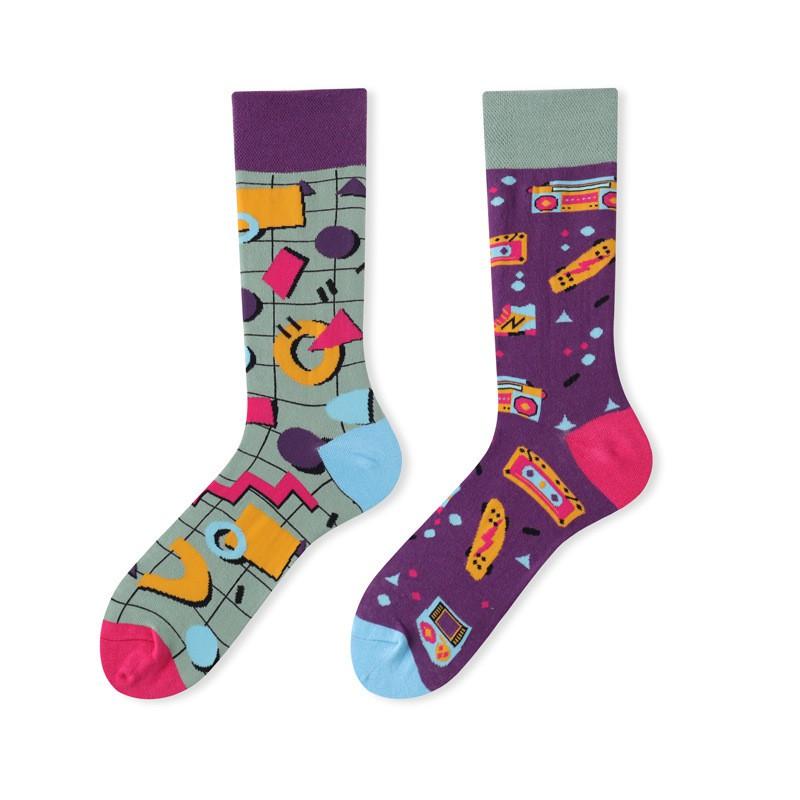 Asymmetric Crew Socks Men Women Cartoon Sports Casual Fashionable Pair