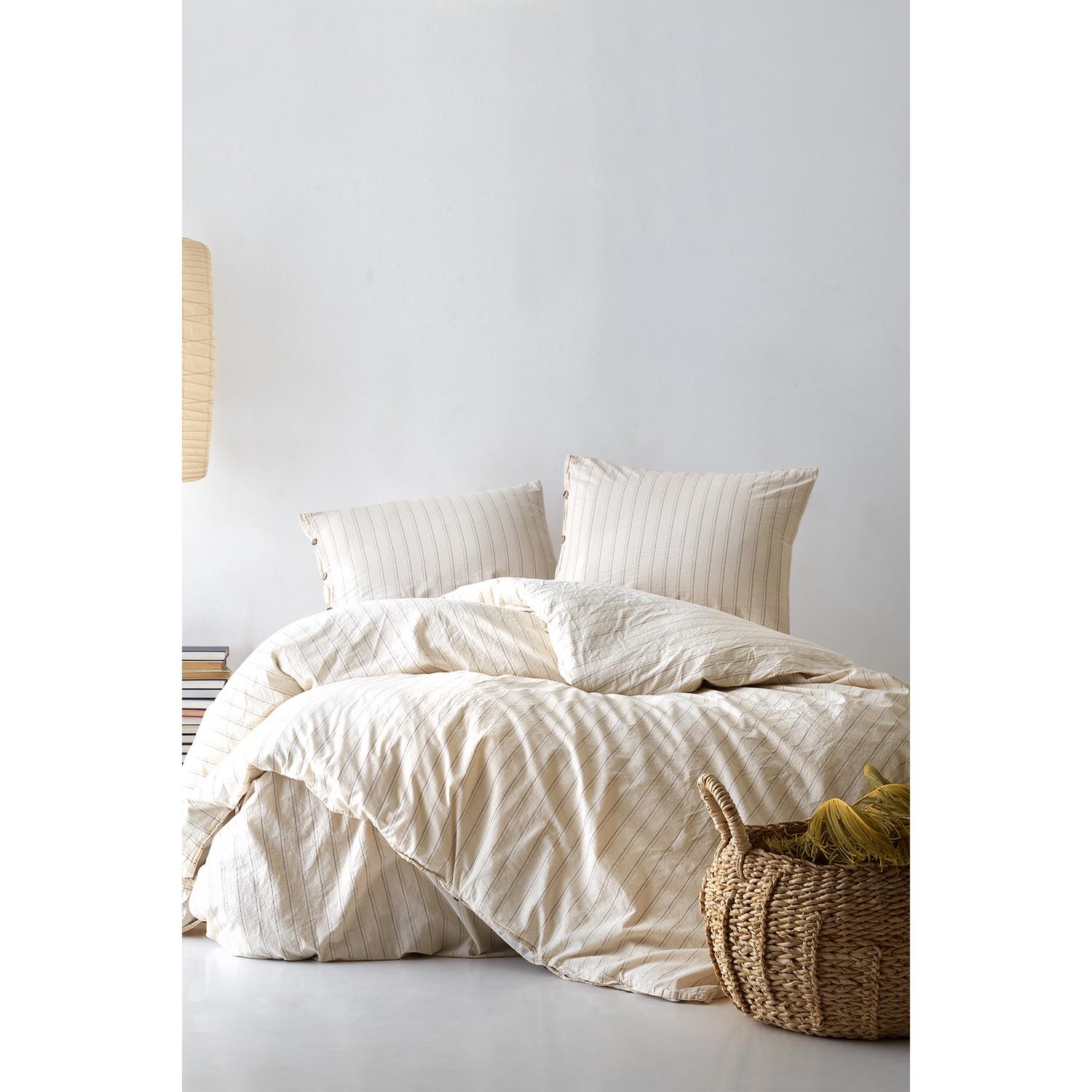 

Пододеяльник в двойную полоску из хлопка Sunday, коричневый