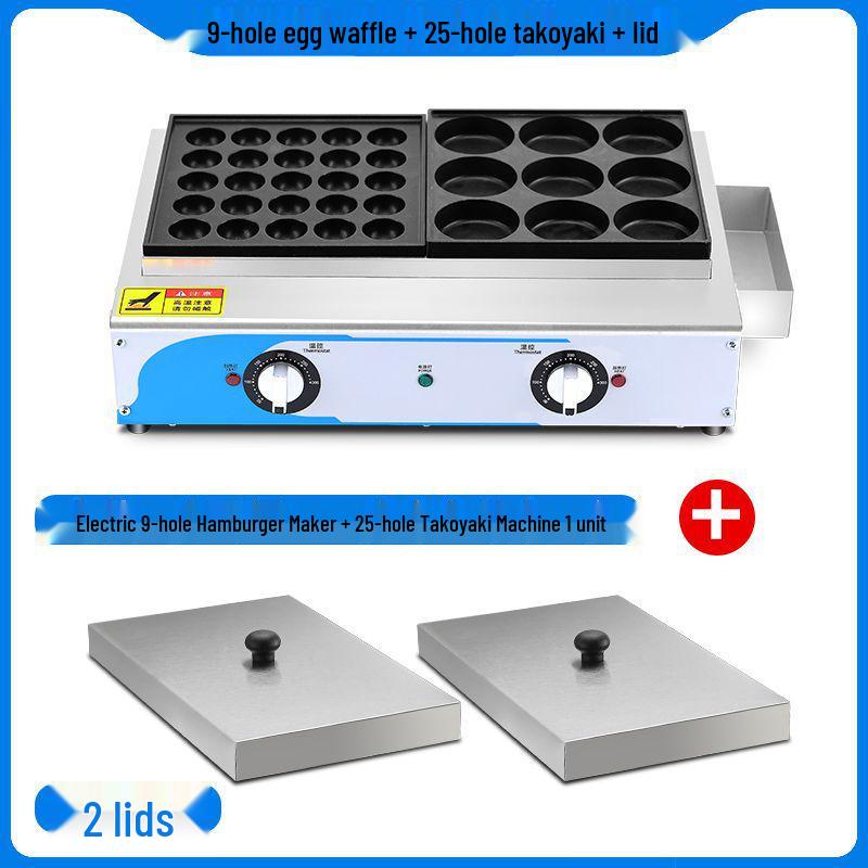 Electric 18-Hole Egg Burger and Red Bean Cake Maker for Street Stalls