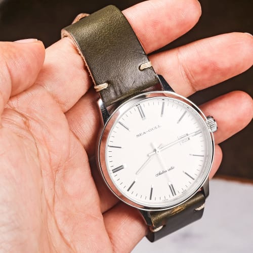 Hemsut Genuine Leather Watch Band, 22mm, Horween Soft Genuine Leather, Vintage Style with Quick Release Tool, Stainless Steel Silver Watch Buckle, Rep