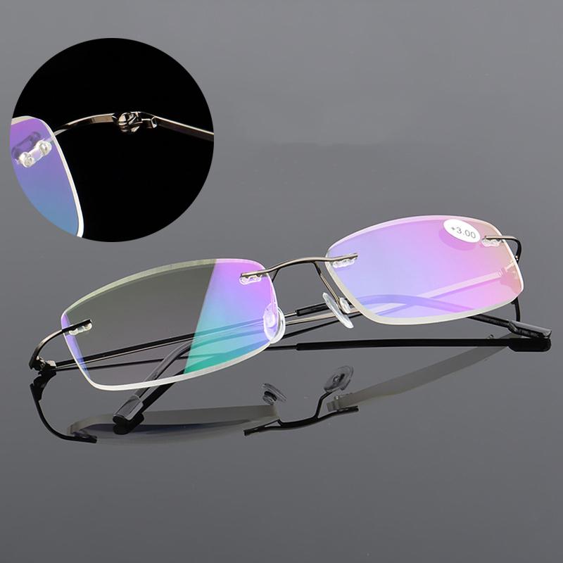 Zilead Randlose Lesebrille Herren Damen Memory Titan Alterssichtige Brille Hochauflösende Brille Sehhilfe +1.0~+4.0