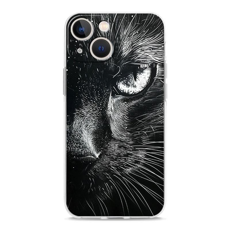Phone Case For iPhone 17 Cases iPhone Air 16 15 12 13 14 Pro Max 7 8 Plus 16Pro iPhone11 Soft Cover Cat Line Black Cats