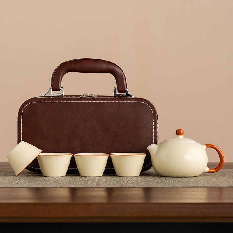 Travel Kung Fu Tea Set Portable Outdoor Cover Bowl Teacup Household Simple Business Gifts