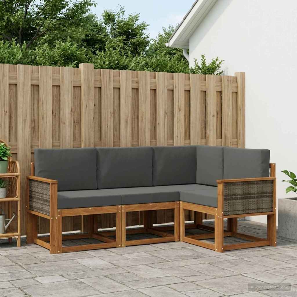 Outdoor Sofa Set 4 pcs Natural and Anthracite Polyester