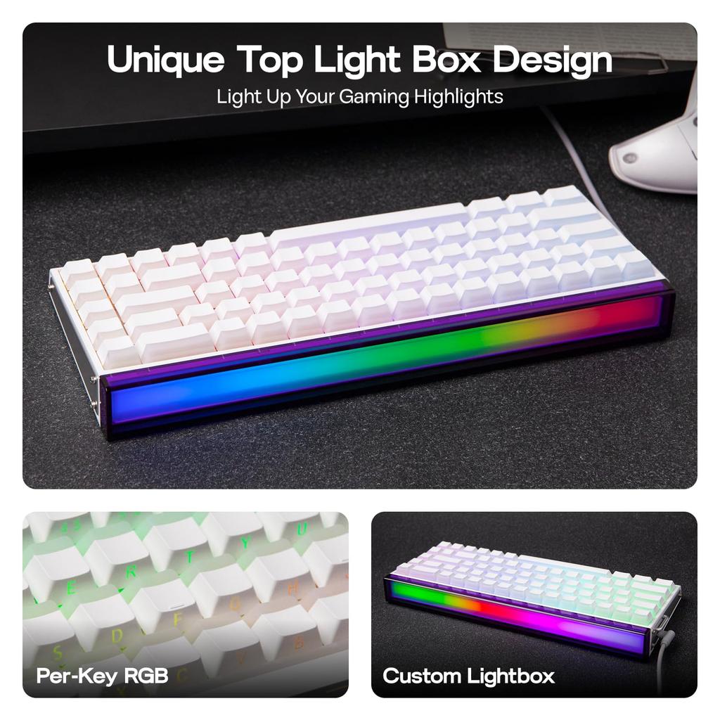 EPOMAKER Aula Hero68 HE Kabelgebundene Magnetische Gaming-Tastatur mit Einstellbarem Rapid Hall Effect 8kHz Sound RGB Box Hintergrundbeleuchtung 0.01mm Auslösung, Schalter,