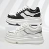 2025 Cowhide Casual Women's Shoes Spring New Retro Versatile Leather Thick Baseplate Shoes Muffin Heightening White Shoes