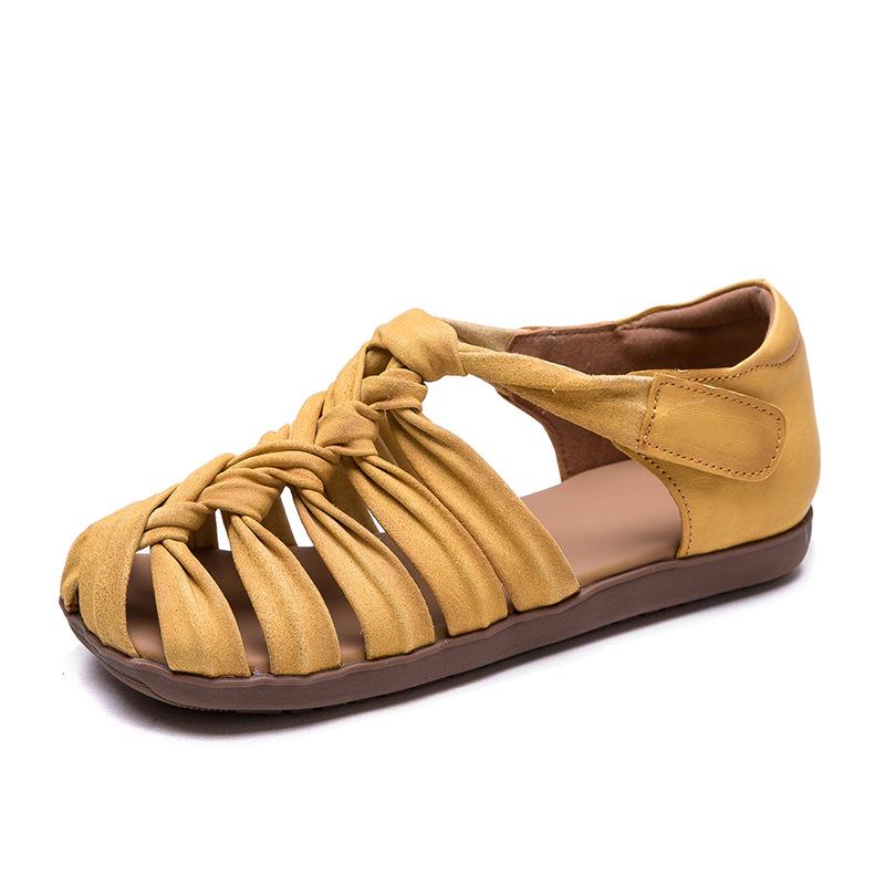 Fashion GKTINOO Hand Woven Hollow-out Breathable Versatile Flat Sandals 2025 Summer New Roman Style Women's Shoes
