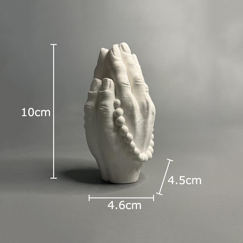

Zen Buddhist Buddha Hand Prayer Beads Plaster Statue Desk Decoration Ornaments Creative Artwork Sculpture Room Aesthetic Decor