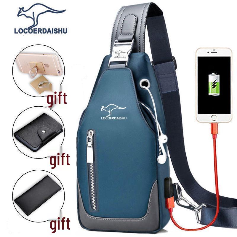 Men's Waterproof Oxford Cloth Crossbody Chest Bag - Korean Style, Trendy, Wear-Resistant, Single Shoulder Bag