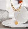 Women's Elegant Double-Layer Coin Chain Necklace, European American Retro Style, 18K Gold-Plated Titanium Steel Clavicle Jewelry