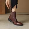 Fashion 2025 New Autumn Genuine Leather Women Boots Round Toe Chunky Heel Boots for Women Concise Ankle Boots Winter Boots Chelsea Boots