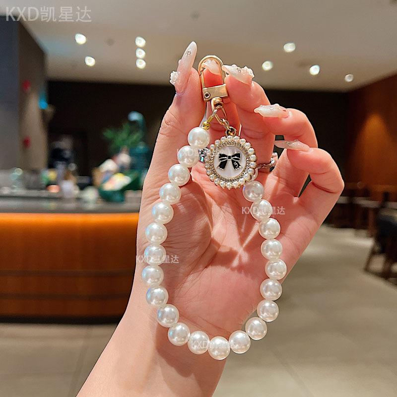 Pearl Pendant Lanyard Phone Case Accessories Chain Transparent Fixed Card Holder Wristband Niche Feminine Style