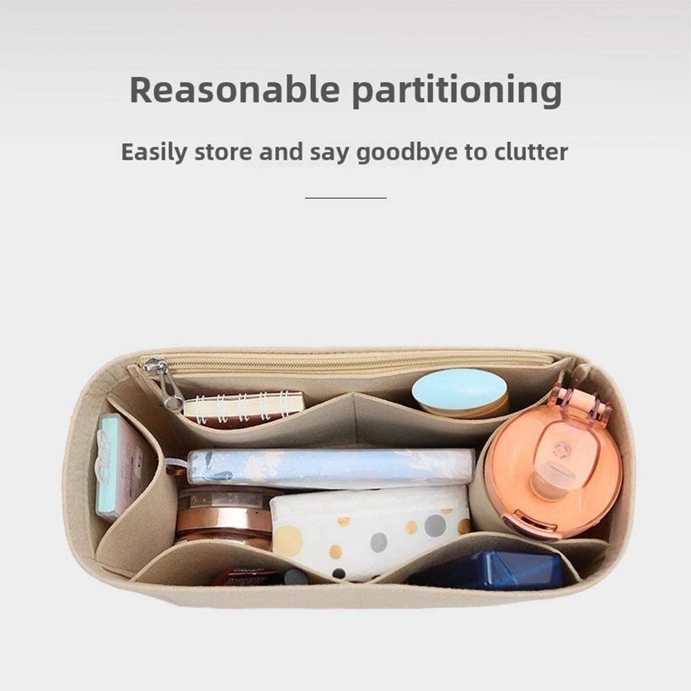 Felt Insert Bag Cosmetic Organizer Insert For Goyard Tote,Makeup Bags With Zipper, Inner Pouch Fit Luxury Handbags for Women