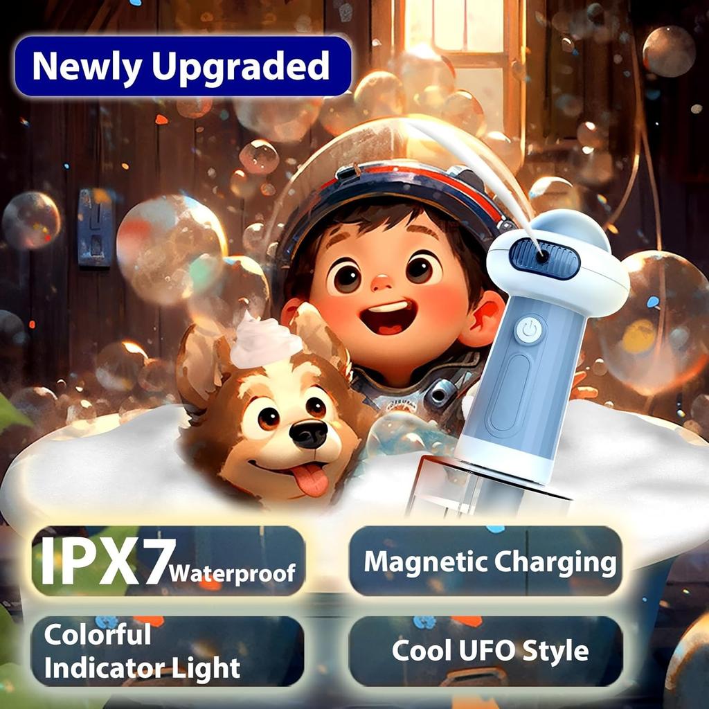 PawPartner IP7 wasserdichte elektrische Hundedusche, Schaummaschine, Hundebadezubehör, magnetische Aufladung, automatischer Hundeseifenspender