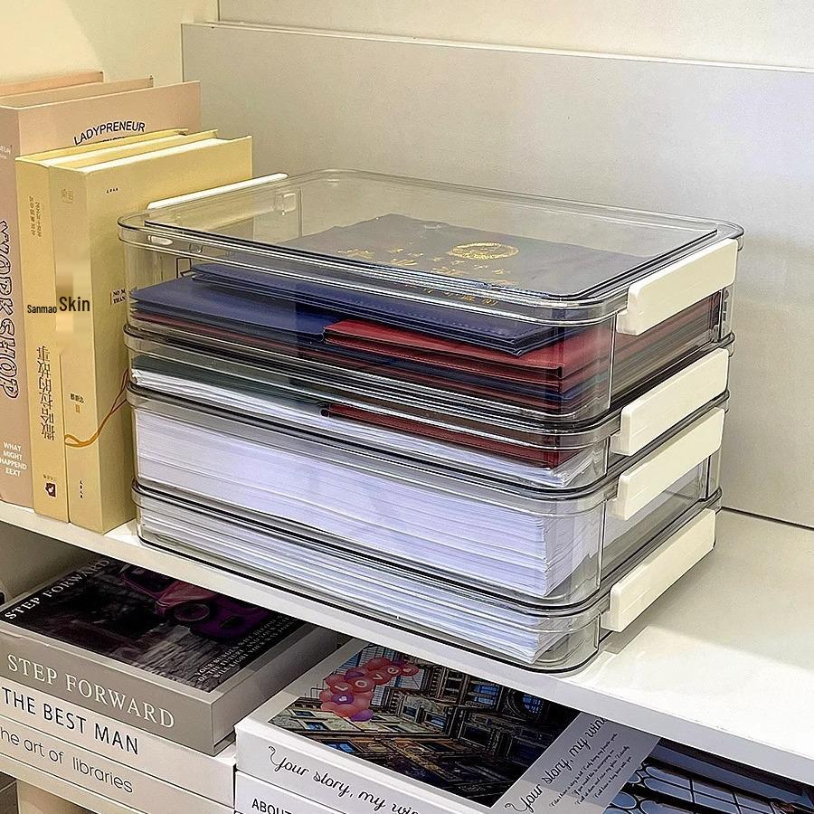 Large Transparent A4 File Storage Box – Home & Office Document Organizer