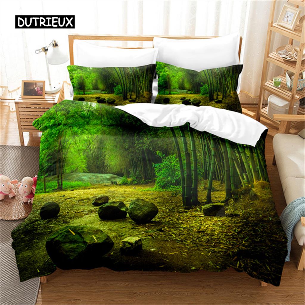 Naturlandschaft Bettbezug Wald Bettwäsche Set Bettdeckenbezug Queen Set Schönheit Bettdecke Set Mädchen für Frauen Männer Kinderzimmer Dekor
