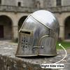 Medieval Knight Cross Helmet, Brass and Steel Barbuta Helmet, Crusader Templar Helmet, for LARP Cosplay, Renaissance Fair Gift