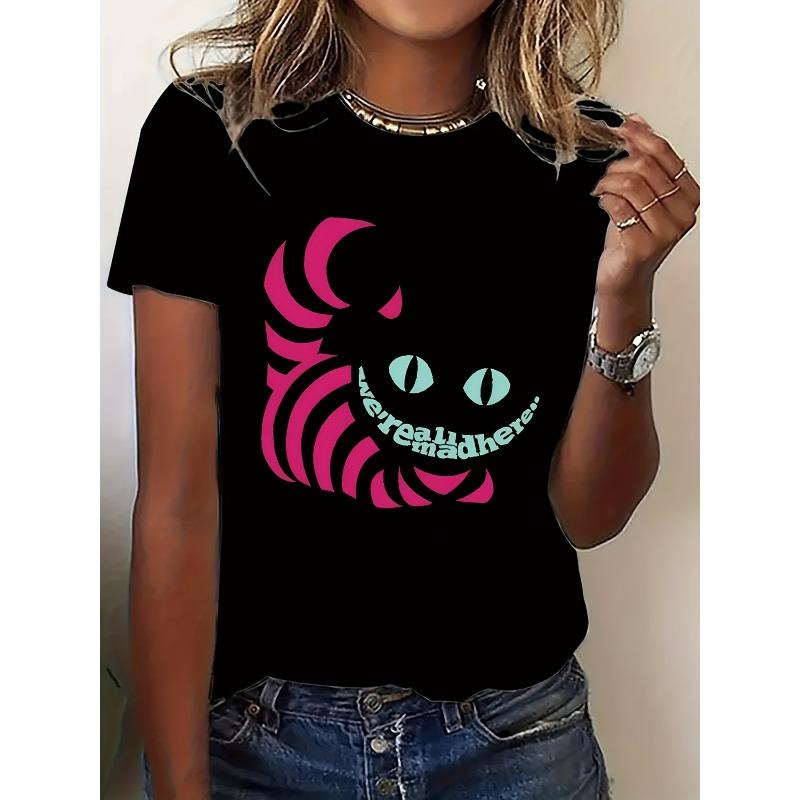 

WOMEN S Graphic T-Shirt |Short Sleeve Round Neck Top, All-Season Comfort, Multi-Color and Size Options, Festival Fashion, Retro Aesthetic S чёрный