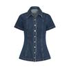 Women Single-breasted Splice Short Sleeve Jackets Slim Fit Denim Two Piece Sets Straight Wrap Hip Ultra Short Skirt Female Suits