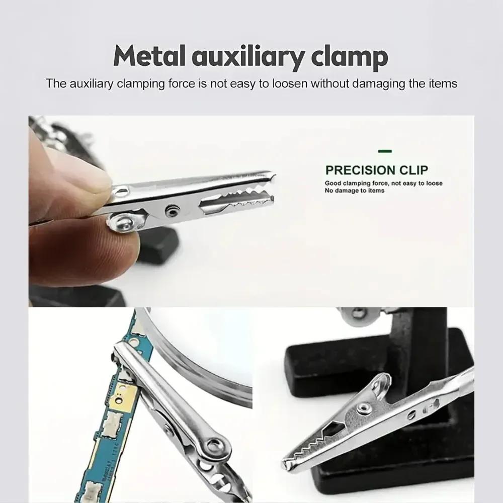 60mm Helping Hand Soldering Stand Magnifying Glass Auxiliary Clamp Clip Magnifier Welding Rework Repair Solder Iron Holder