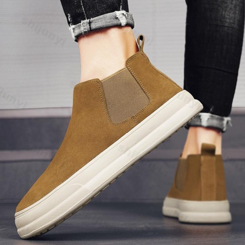 Fashion Men's Fashion Trend Casual Shoes 2025 Spring New Comfortable High Top Versatile Thick Soled Ankle Boots Non slip Chunky sneakers