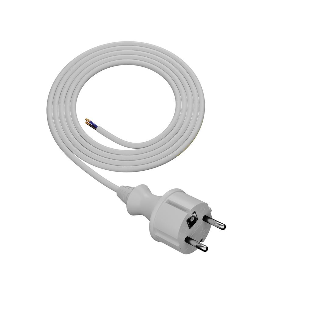 Przewód Przyłączeniowy 1,5M Z Wtyczką Prostą 3X1Mm2 Biały Ip44 Hermetyczny