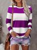T-shirt da Donna con Stampa a Righe 3D Moda Manica Lunga Girocollo Top Regolari Vacanze Weekend Primavera e Autunno
