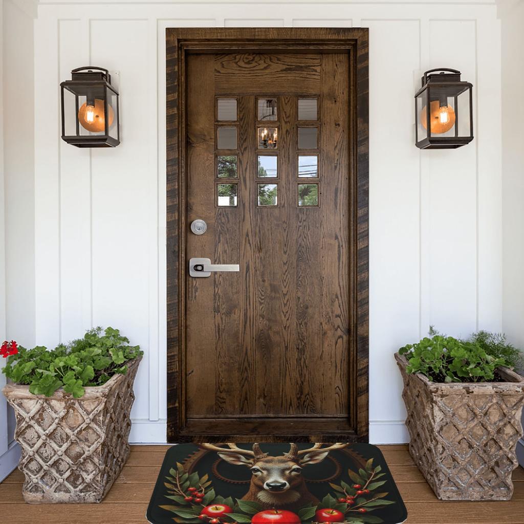1PC Cheistmas Deer Pattern Kitchen Rug Non-Slip Door Mat Pop design Bathroom Rug Bath Mat Carpet for Home Sink Laundry Decor