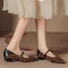 Fashion One-band Block Heel Single Shoes Autumn New Suede Leopard Print Pointed Toe Shallow Mouth Soft Sole Non-slip Kitten Heel Shoes