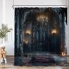 Rideau douche nuit effrayant maison hantée, décor à capuche effrayant, rideau de bain d'Halloween