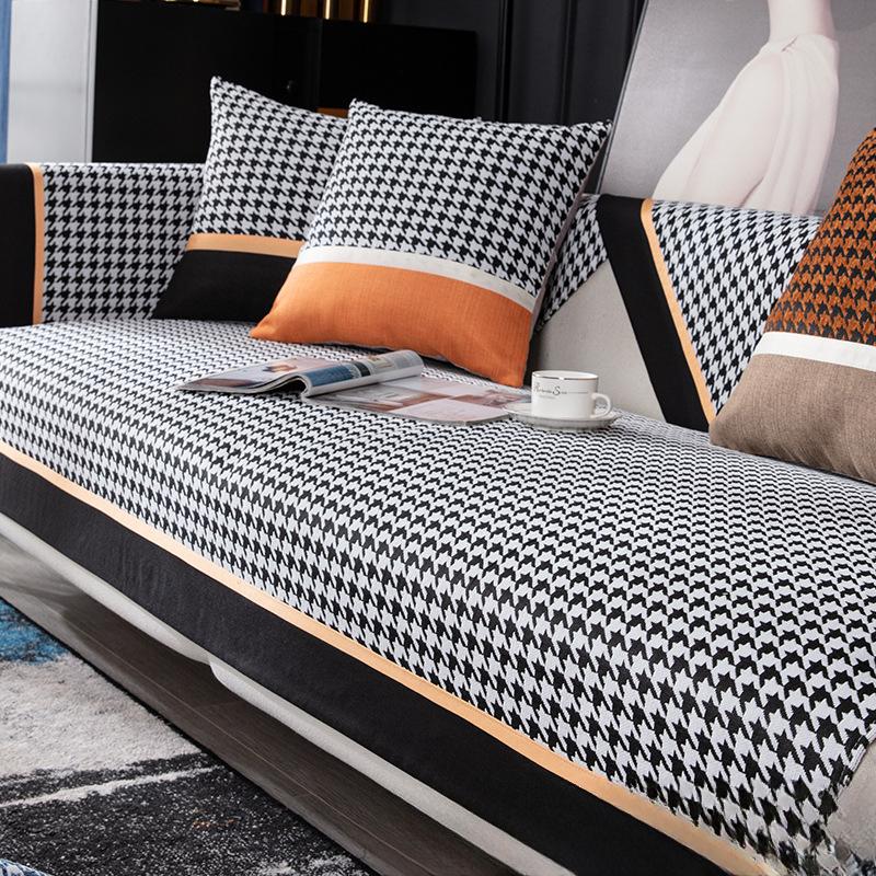 Chenille Sofa Cushion Four Seasons Universal Non-Slip High-End Sofa Cover Nordic Mat Light Luxury Houndstooth Cover Towel